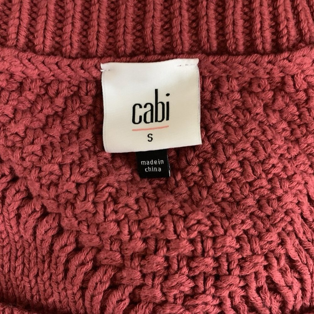 Cabi Red Cable Knit Sweater Diamond Pattern Pullover Cozy Cotton‎ Blend Small - Picture 3 of 4